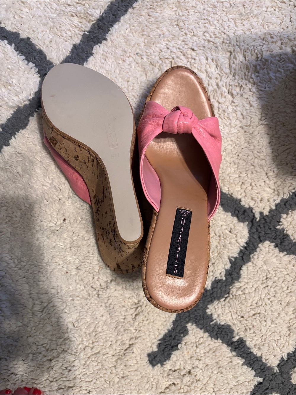 Steve Madden Pink Knot Cork Wedge Slip Ons